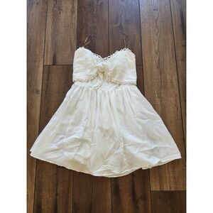 DO+BE Boutique White Mini Dress Strapless‎ Tie Front Lined Party Dress Size S